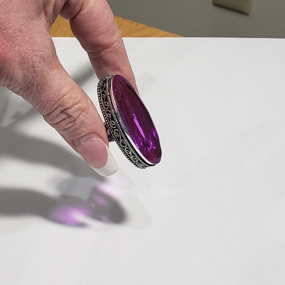 Rubellite ring, 925 silver pink rubellite vintage ring - Picture 3 of 12